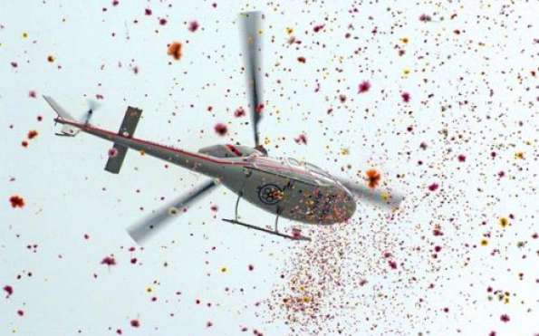Flower Shower from Helicopter